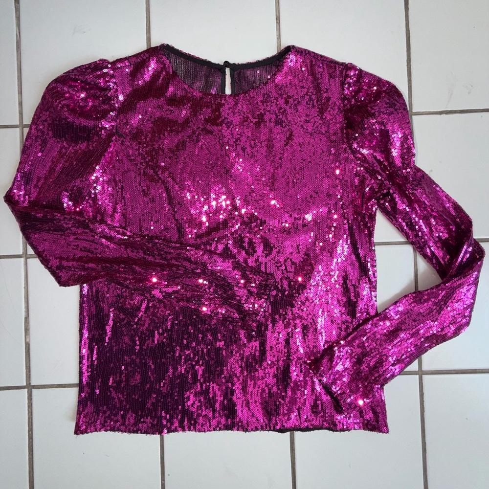 Philosophy di Alberta Ferretti Fuchsia Sequin Blouse
